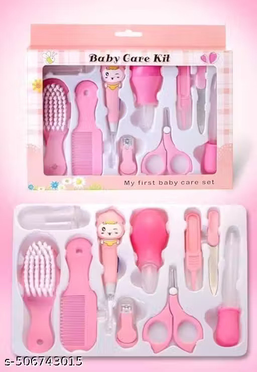 Portable Manicure Grooming Kit For New Born Baby | 10 In 1 Healthcare Accessories Set To Keep Infants & Toddlers Clean Perfect Nursery Gift With Nail, Hair, Ear Grooming Tools For Kids (Pink)