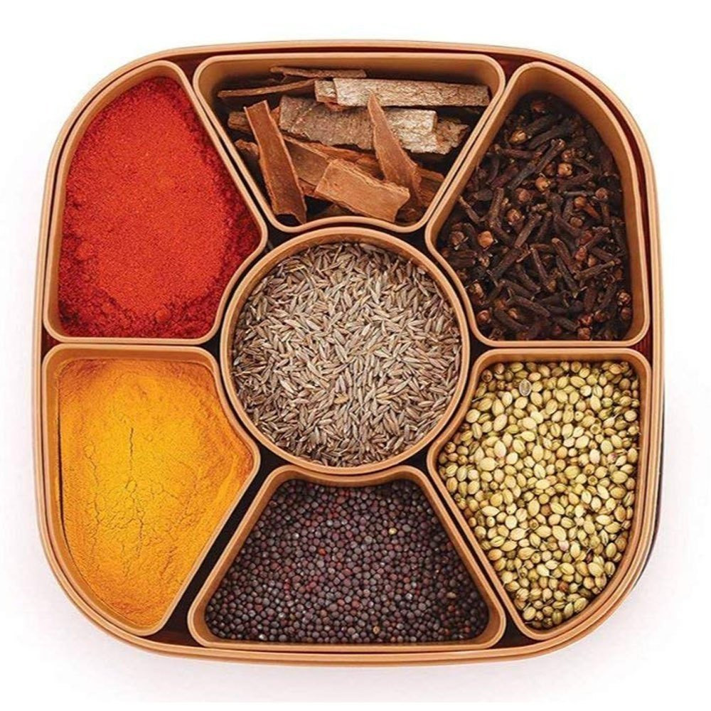 Stylish Masala Box and Spice Container For Kitchen - 140 ml Plastic Utility Container (Pack of 1, Brown)